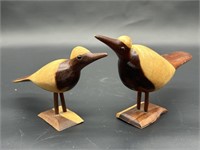 (2) Vintage Carved Wood Birds