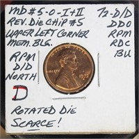 US Coins 1972-D Lincoln cent DDO, uncirculated