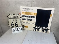 Springfield IL Corvette and Route 66 Signs
