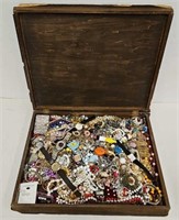 Wood Box Filled with Jewelry and Watches