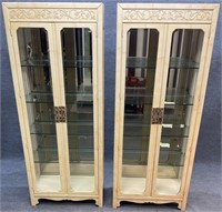 Pair of Henredon Chinoiserie Crystal Cabinets