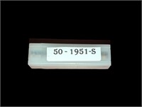 Roll of 50 1951-S Lincoln wheat cents