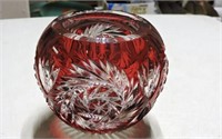 Cranberry Pinwheel Vase 4"T