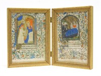Illuminated manuscripts, 2 pages probably from