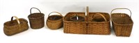 (7) splint handled baskets, 19th century, one is