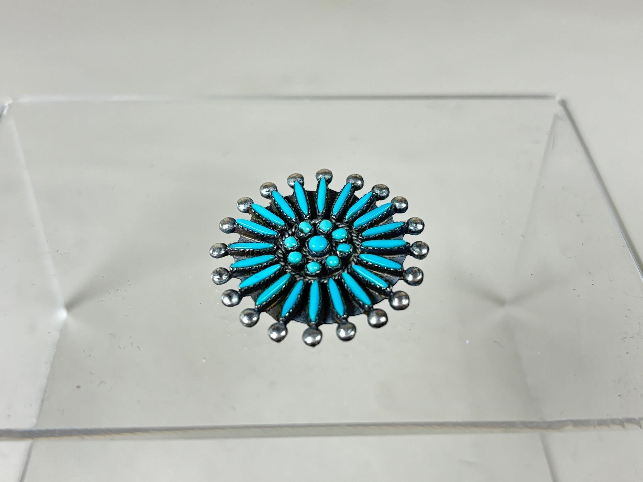 Hallmarked Zuni Silver Pendant Pin