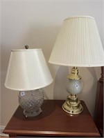 TWO LAMPS ONE VINTAGE CRYSTAL ONE BEIGE LAMP