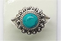 Silver Turquoise Ring Size 6
