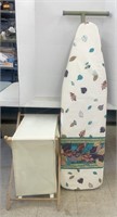 Classic ironing board with folding clothes