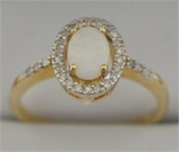 14kt Yellow Gold Opal Diamond Ring