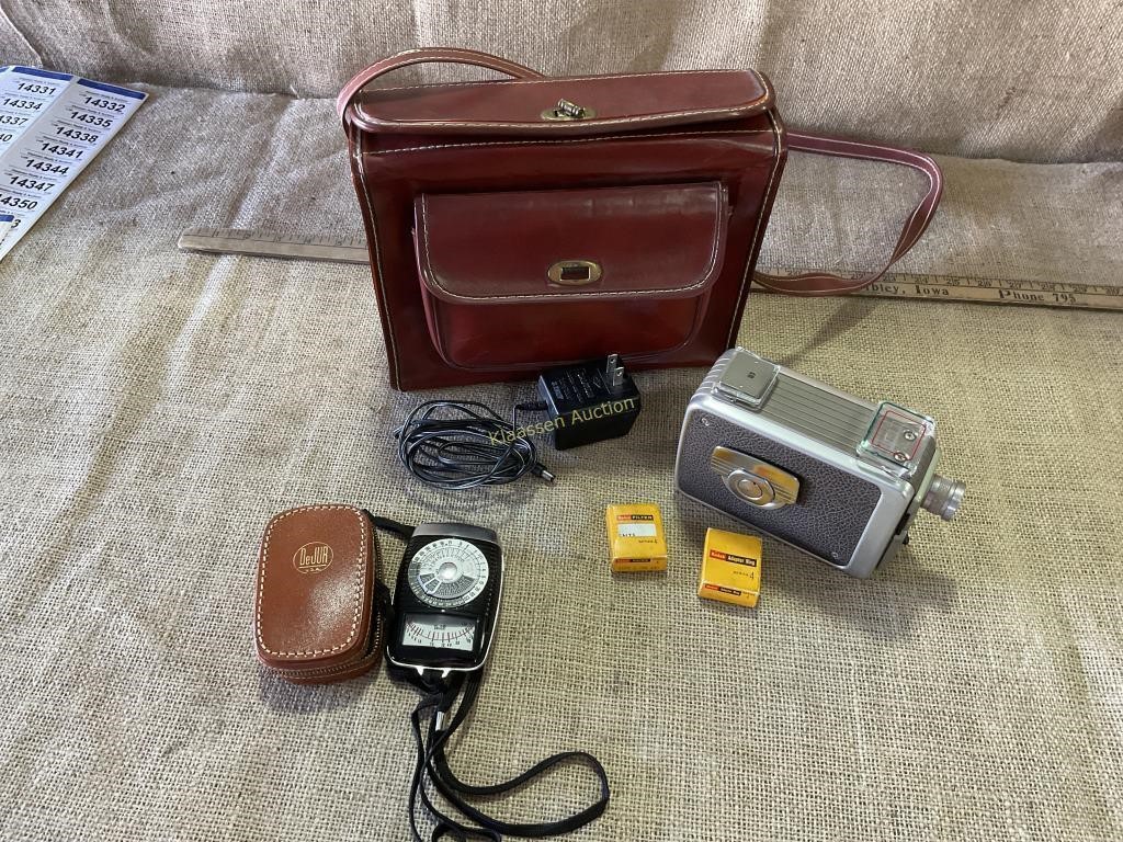 Kodak movie camera with accessories