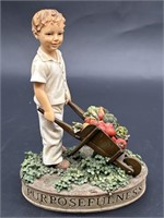 Collectible Figurine from 2002, Boy w/ Wheelbarrow