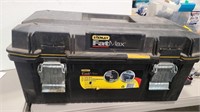 STANLEY TOOL BOX W/ WRENCHES, SOCKETS AND ASSORTED