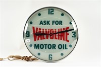 ASK FOR VALVOLINE MOTOR OIL LIGHTED WALL CLOCK