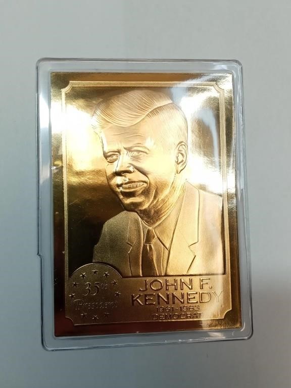 OF)  22 karat gold-plated JFK card