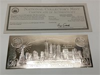 OF)  999 Pure Silver Leaf Certificate