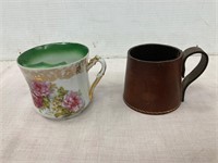 Shaving cup and leather cup.
