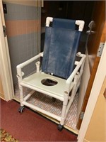 Handicap Shower Toilet Seat Blue Cloth back
