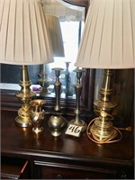 Brass Lamps and Candle Sticks