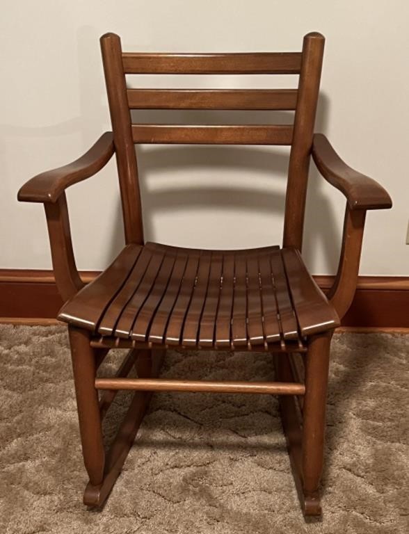 Child’s slat back/seat rocker 29”x23”, in good