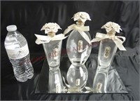 Cellini 3-Pc Crystal Bottles w Mirrored Tray