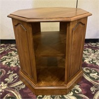 Solid Word Octagonal Tiered Side Table