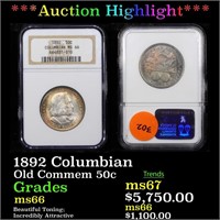 *Highlight* 1892 Columbian Old Commem 50c Graded m