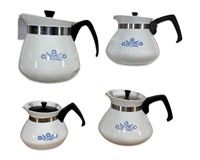 (4) Vintage Corning Ware Tea Coffee Pot Pitcher