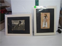 2 Eqyptian Prints Matted 8" x 10" Cleopatra?