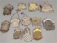 12 vintage mesh bags incl. art nouveau, etc-