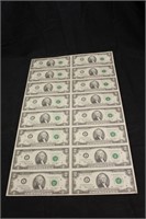 Uncut Sheet of 1976 U.S.  $2.00 Bills