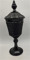 Vintage TIARA Black Diamond Point Glass Urn