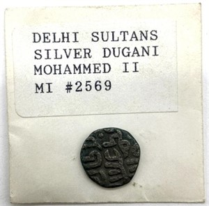 Ancient Coin Delhi Sultans Silver Dugani Mohammed