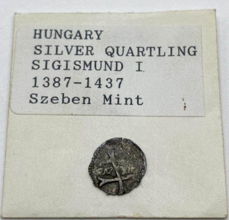 Ancient Coin Hungary Silver Quartling Sigismund I