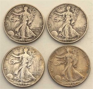 1939D, 1939S, 1940 & 1940S Walking Liberty Halves