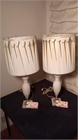 (2) 28"  "Table Lamps" With Silk Shades.