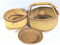 Two Large Woven Baskets + Small Tray