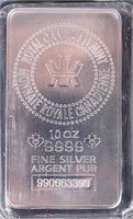 .999 FINE SILVER 10.0 OZ ROYAL CANADIAN MINT BAR