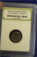 A Slabbed Medievel Bronze Nummis Coin