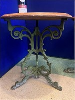 Quality Pair of Cast Iron Tables, Mahogany Tops