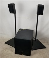 Jvc Powered Subwoofer Sp-pw39 & Speakers On Stands