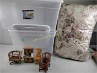Doll furniture, totes, Comforter oversized queen