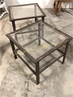 Lot of Two, 22 Inch Square Metal Patio Tables