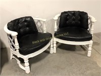 Lot of Two Retro Styled Black and White Chairs