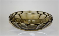 Good faceted grey glass centrepiece bowl