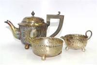 Vintage three piece silver plate small tea set