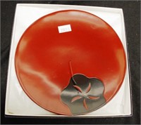 Cased pair Japanese 'gold Craft' lacquered plates