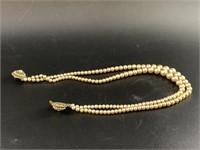 Simulated pearl double strand necklace with vintag