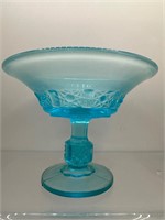 Vintage blue glass compote
