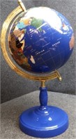 Tall Lapis Gemstone World Globe w/Weighted Base